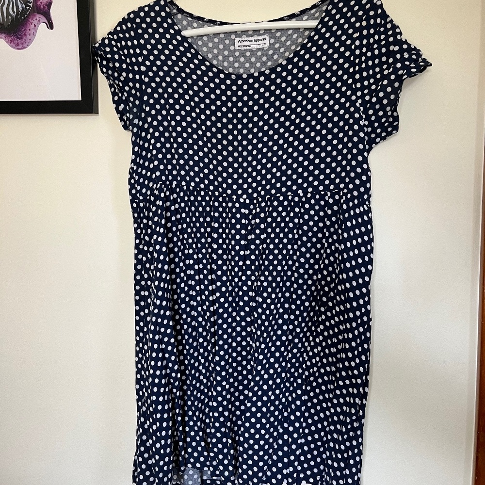 Blue Polk dot American Apparel Babydoll Mini Dress